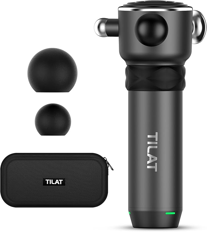 TILAT Massager Gun Deep Tissue, Cordless Vibrating Muscle Massage Gun - Handheld Quick Release Massager for Back, Neck and Fascial Binding - Targetred Trigger Point Therapy Massage Gun