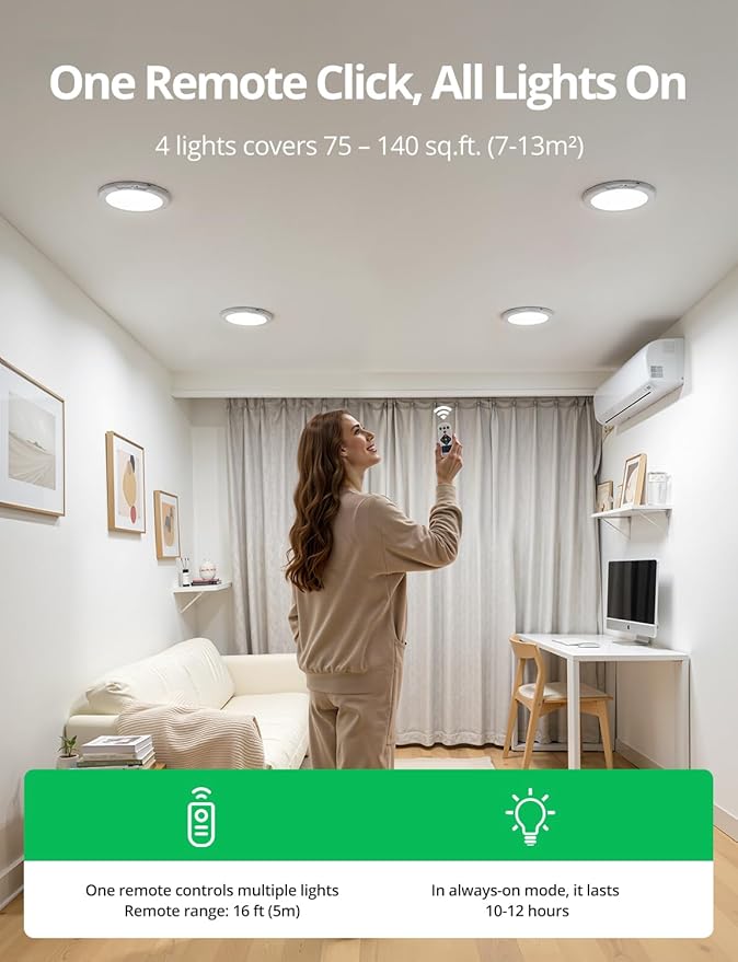 Bojim Wireless Waterproof Shower Light Rechargeable Motion Sensor Closet - Image 10