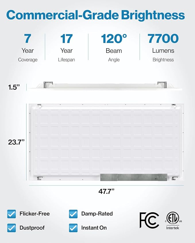 Sunco 48 Pack 2x4 LED Flat Panel Light Drop Ceiling Office Fixture, 7700 LM, Selectable Features, 40W/50W/60W, 4000K/5000K/6000K, Dimmable (0-10V), Dustproof ETL
