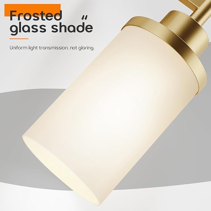 AONEON Vanity Lighting Fixtures with White Frosted Glass Shade, Modern Gold Wall Lamps for Bathroom Mirror Bedroom Living Room Porch, 2 Pack T001GD-L1-P2