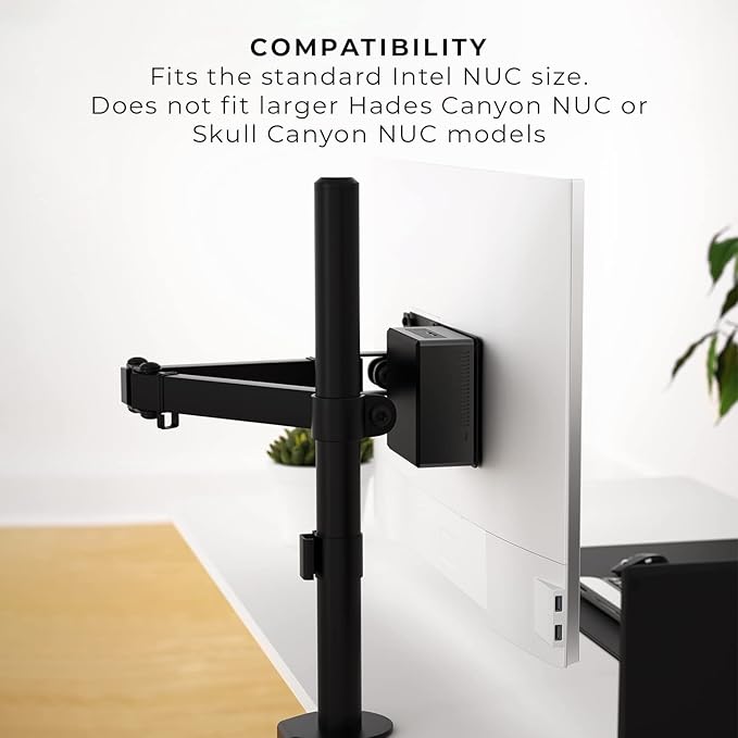 HumanCentric Mounting Bracket Compatible with Intel NUC, VESA Monitor Arm Extension Plate for NUC Mini PC Computer, 75x75mm and 100x100mm Patterns, Does not fit Hades and Skull Canyon NUC