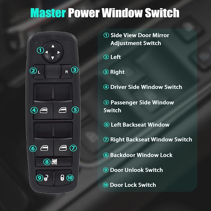 Master Power Window Control Switch for 2013 2014 2015 2016 Dodge Dart 68271203AB 56046568AC 56046553AB, 8+13 Pins, Front Left Driver Side Door Lock Window Controller