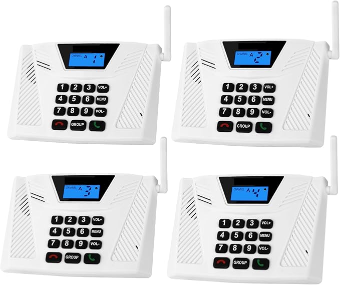 SANZUCO Intercoms Wireless for Home Upgraded, Hands Free Intercom 5300ft, Real-Time Two Way Intercoms for Home with Group Call, Full Duplex Wireless Intercom System for Business Office(4 Pack)