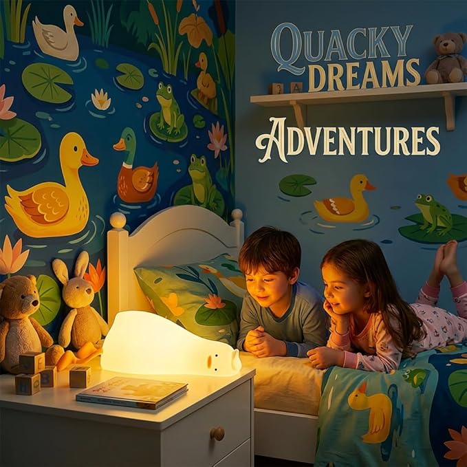 AVACOM Squishy Night Light, Lying Flat Duck Night Light, Travel Nightlight, 3 Level Dimmable Nursery, Rechargeable Bedside Touch Lamp for Breastfeeding Toddler Baby Kids Decor