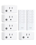 TREEWELL Remote Control Outlet, 200FT Long Range Wireless Light Switch, Mini Remote Outlet Plug, 15A/1875W High-Power for Lamps, Lights, Household Appliances, FCC & ETL Listed (5 Outlets + 2 Remotes)