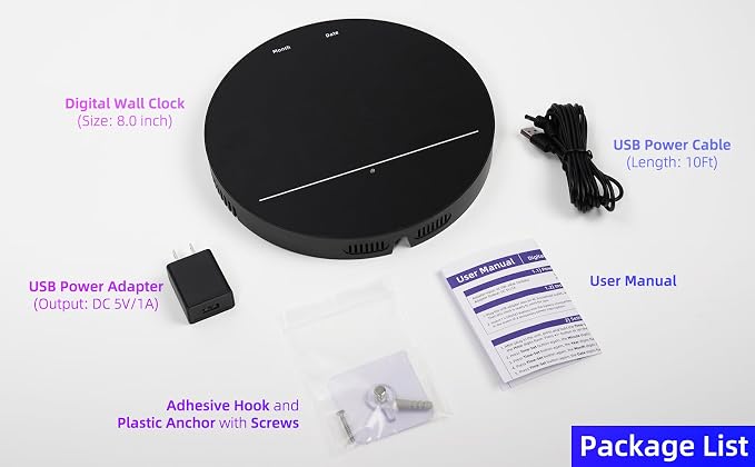 Digital Wall Clock with Large LED Display, Temperature, Auto-Brightness | Small - Image 7