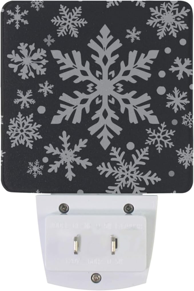 Pigsaly Led Night Light White Black Texture Christmas Snowflakes Night Light Plug in Wall Lamp Smart Dusk to Dawn Sensor Nightlight Led Lamp Energy Saving Lights Gift for Kids Room Bedroom Bathroom H