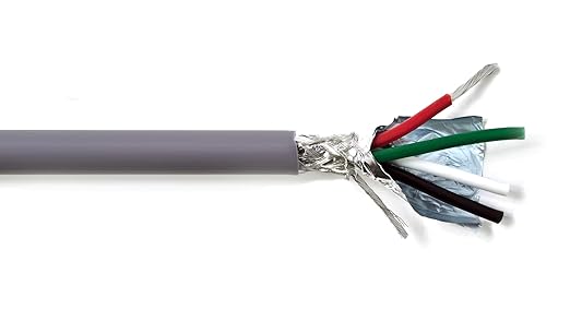 KWANGIL 4C 14AWG AMESB Shielded Cable Wire (UL2464) - Flexible Str TC, PVC Ins, OS+Drain+TC BRD, PVC JKT for CNC Machine, Stepper Motor, VFD Spindle (Gray 25FT)