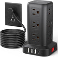 AnnTane Surge Protector Power Strip 10 FT Cord, Power Strip Tower with 4 USB Ports (1USB C), Extension Cord with 12 AC Multiple Outlets, Home Office Supplies Desk Accessories, Dorm Room Essentials