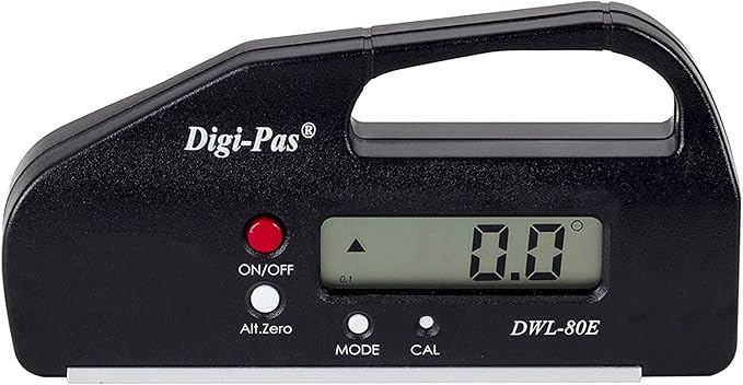 DigiPas DWL80E Pocket Size Digital Level, Electronic Angle Gauge, Protractor, Angle Finder, Bevel Gauge, 0.1°, 4 inch,Black