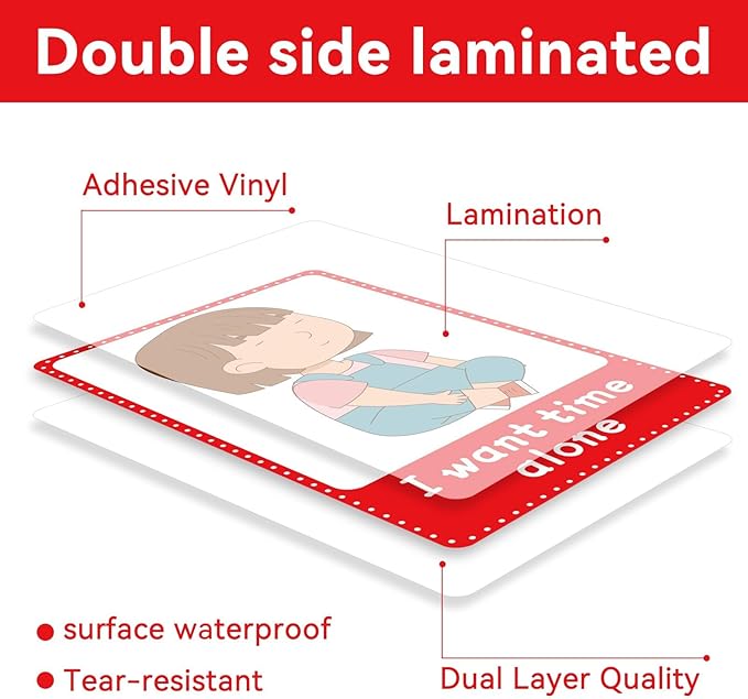 40PCS Autism Communication Cards for Speech Delay Children and Adults Special Needs Visual Aid Language Learning Cue Cards Special Ed Feelings Emotions Flash Cards for Autism Communication