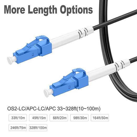 50 Feet Outdoor Simplex Fiber Optic Cable, OS2 LC to LC Single Mode Fiber Patch - Image 3