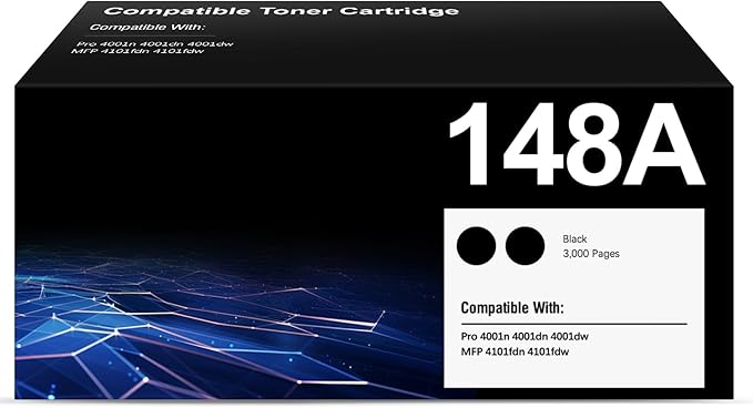 148A Toner Cartridges (2-Pack) Compatible Replacement for HP 148A 148X W1480A W1480X Toner Cartridge Black with HP Pro MFP 4101fdw 4101fdn 4001dw 4001dn 4001n Printer