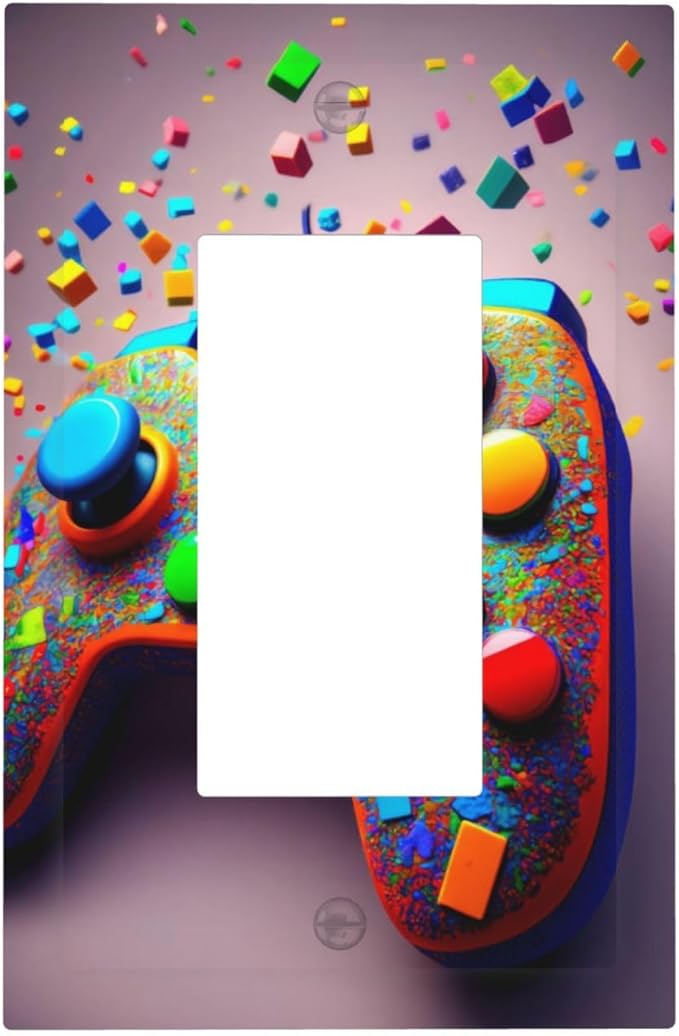 Bvtewkhz Videos Game Controller 1 Gang Single Rocker Decorative Light Switch Covers Electrical Faceplate Switchplates for Bathroom Kitchen Home