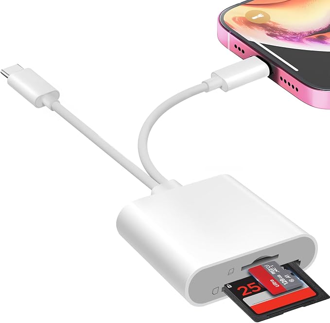 SD Card Reader for iPhone iPad, USB C & Lightning Dual Interface Memory Card by TransferInformationSimpler
