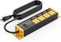 CCCEI Heavy Duty Surge Protector Power Strip 20 Amp Individual Switches. 15FT 12 Gauge Extension Cord with Multiple Outlets. Kitchen, Garage, Shop, Industrial Wall Mount Electric Extender, Yellow.