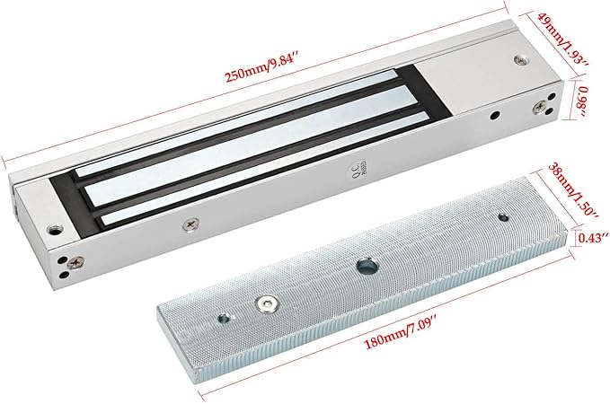 Electric Magnetic Lock with Z and L Bracket 280KG 600LBS Holding Force Electromagnet Lock 12V Fail Safe NC Mode Single Door for Access Control System
