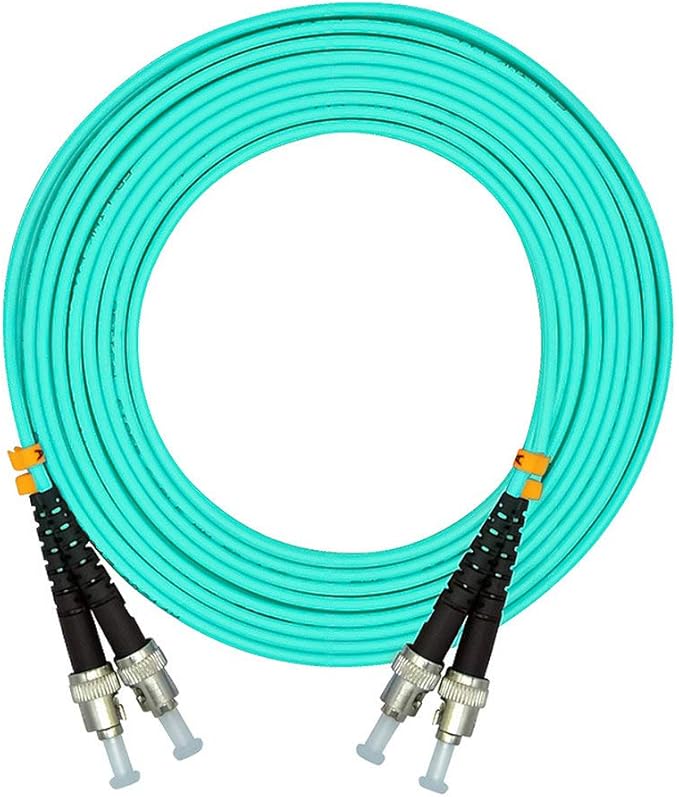 Jeirdus 5Meters 16ft ST to ST Duplex 50/125 10G OM3 Multi-Mode Fiber Optic Cable Jumper Optical Patch Cord ST-ST