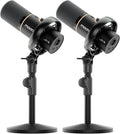 MAONO PD200W Hybrid Wireless Podcast Equipment Bundle for 2, XLR USB Dynamic Microphone Kit with 2 Desktop Stand, Software, Noise Cancellation, for Co-hosted podcast, Vocal Recording, Content Creation