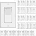 ThunderWay Single Pole Decorator Wall Light Switch with Wall Plate, 15A 120V/277V, On/Off Paddle Switch, Residential Grade - UL Listed, White (50)
