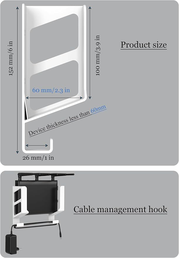 Universal Wall Mount Shelf for Modem/Mac mini/Router Apple TV/ROKU, Fits Cable - Image 2