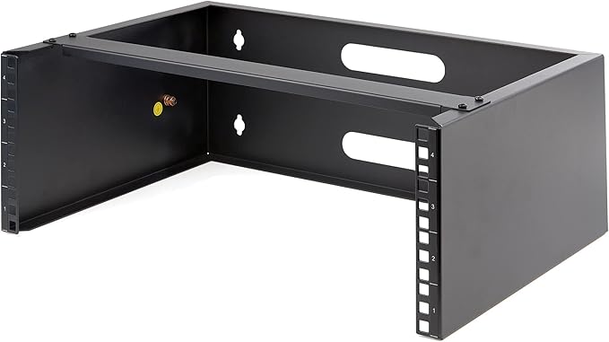 StarTech.com 4U Wall Mount Network Rack - 14 Inch Deep (Low Profile) - 19" Patch Panel Bracket for Shallow Server and IT Equipment, Network Switches - 44lbs/20kg Weight Capacity, Black (WALLMOUNT4)