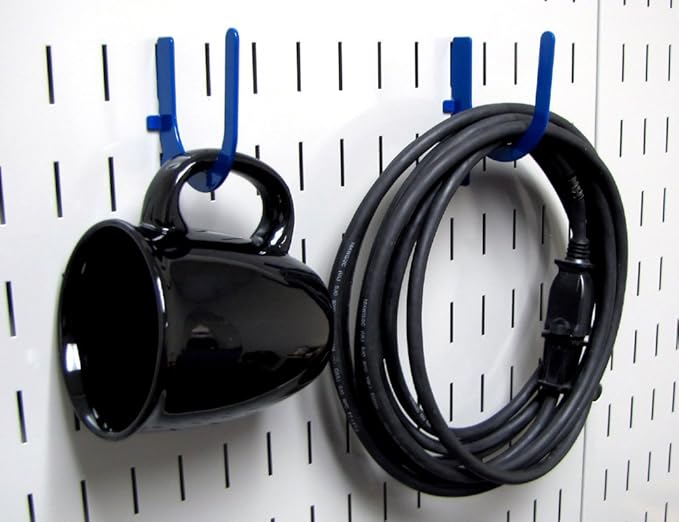 Wall Control Pegboard Accessory U-Shaped Slotted Metal Hook Blue (Pack of 2)