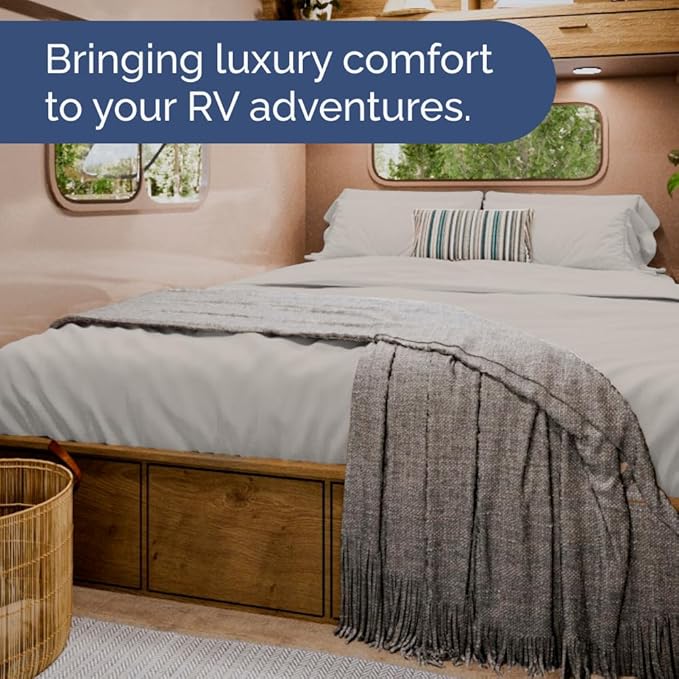 RV Short Queen Sheet Set 60 X 75 - 4 Piece RV Short Queen Bed Sheets - Soft, Breathable & Cooling - Designed for Bunks, Trailers & Camper - Fits 8” to 12" Mattress - Hotel Luxury Bedding - French Grey