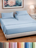Split Head King Sheet Set – 4 Piece Flex Split Top King Sheets for Adjustable Beds - Fits 14” to 16" Mattress w/ Deep Pockets - Soft, Breathable & Cooling - Luxury Bedding and Wrinkle Free - Sky Blue
