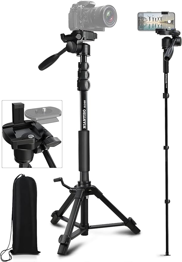 Camera Tripod 69 Inch, Patented 3-Way Swivel Portable Phone Tripod Professional by NIANYISO-Themosttrustworthyoutdooractivitypartner