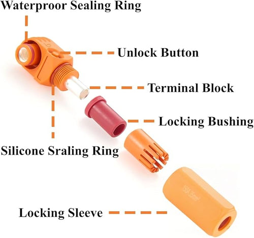 1 Set Battery Energy Storage Connector 150A 35mm² High Current HV Connectors Quick Plug Terminal Right Angle Plug and Socket IP67 Waterproof Power Adapter (Orange, 150A)