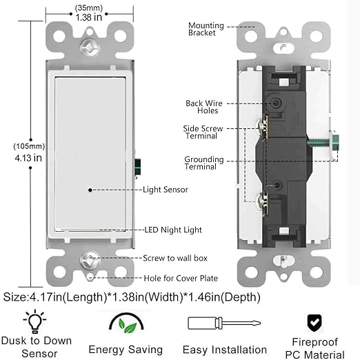 4Pack SOZULAMP Illuminated Light Switch-Esay to Install,No Neutral Wire,Single-Pole Paddle Rocker Lightswitch with Night Light,15Amp 120/277Volt,Glossy White