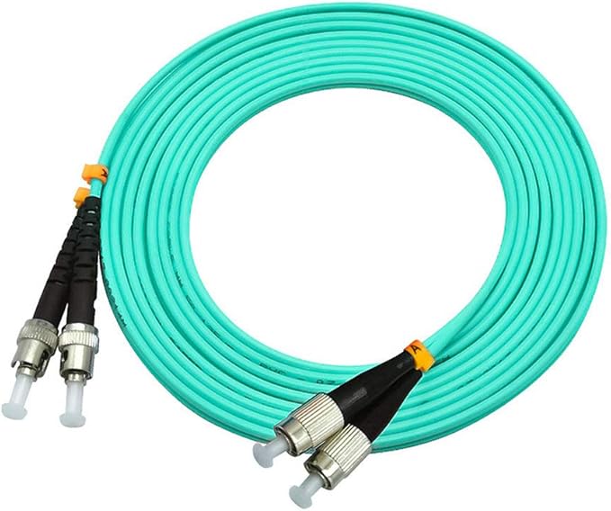 Jeirdus 3Meters 10ft FC to ST Duplex 50/125 10G OM3 Multi-Mode Fiber Optic Cable Jumper Optical Patch Cord FC-ST