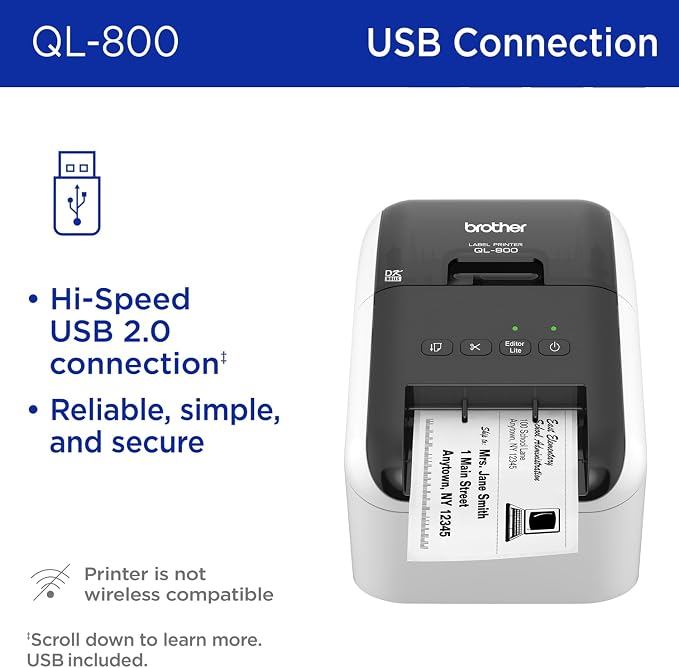 Brother QL-800 High-Speed Professional Printer, Plug&Label Feature, Genuine DK - Image 4