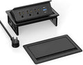 Recessed Conference Table Power Hub with 20W USB-C PD Fast Charging, Flush Mounted for Desks, Kitchens & RVs, 6FT Power Cord (Black)