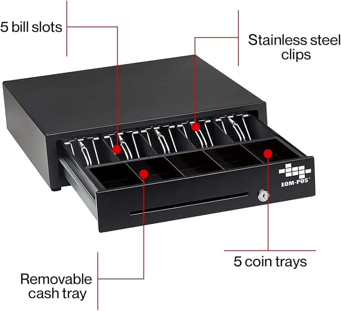 EOM-POS Hardware Bundle for Square - Cash Drawer, Mounting Brackets, Thermal Receipt Printer, Barcode Scanner [Compatible with Square Stand and Square Register]