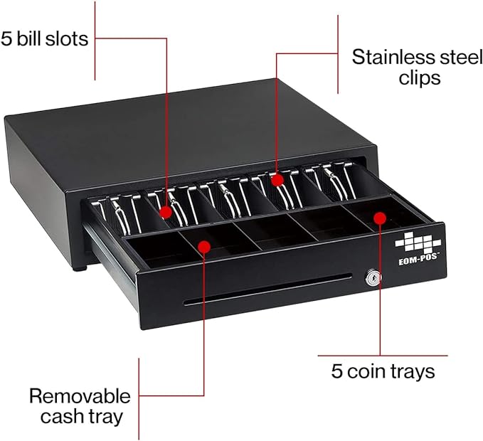 EOM-POS Hardware Bundle for Square - Cash Drawer, Mounting Brackets, Thermal Receipt Printer [Compatible with Square Stand and Square Register]