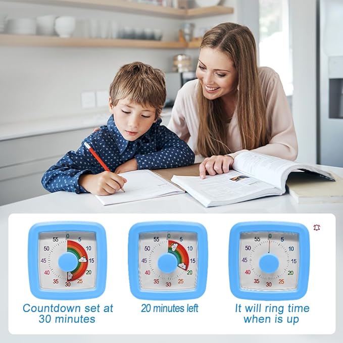 MEPHILIMIA Visual Timer for Kids & Adults, 60 Minute Rainbow Countdown Timer, Time Management Tool for Classroom, Home, Kitchen, Office, School