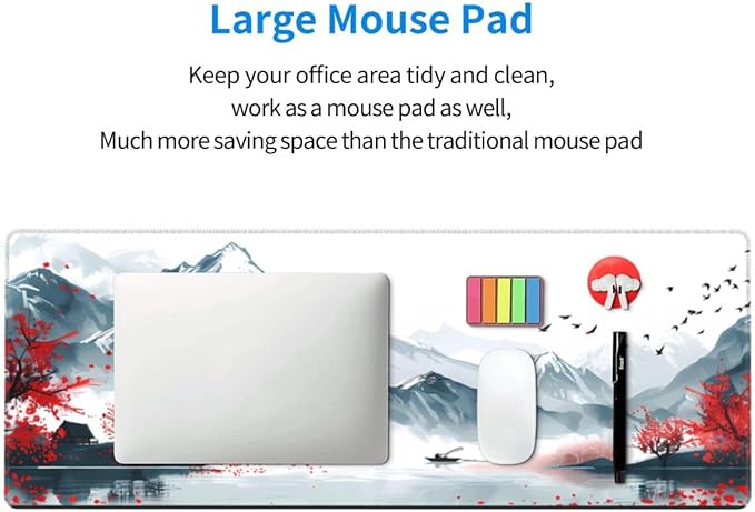 CANFLASHION Desk Pad,Office Desk Mat 31.5"×11.8" Large Gaming Mouse Pad,Durable Extended Computer Mouse Pad,Waterproof Thick Big Mouse Pads Non-Slip Rubber Base Office Home Japanese Mountain Sunset