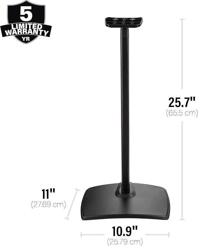 Sanus Height Adjustable Speaker Stands for Sonos Era 300™ - 17" Height Adjustment Sonos Stand Includes Carpet Spikes & Rubber Pads - Easy DIY Install Comes w/All Hardware - Black Pair