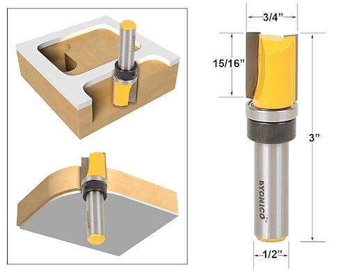 YONICO Router Bits Pattern Bit Flush Trim Set 4 Bit 3/4-Inch Diameter 1/2-Inch - Image 4