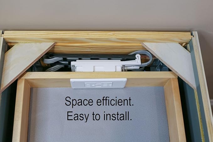 My Tidy Space Low Profile Combo (1) USB-A (1) USB-C (2) 15 Amp in Drawer Docking Station Outlet Plugs with Retractable arm