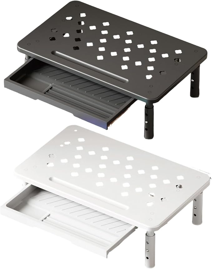 LUOOHL Adjustable Monitor Stand with Storage Shelf Ergonomic Designs for Home Office Workspaces Steel Construction Quick Assembly Desktop Organizers for Electronics