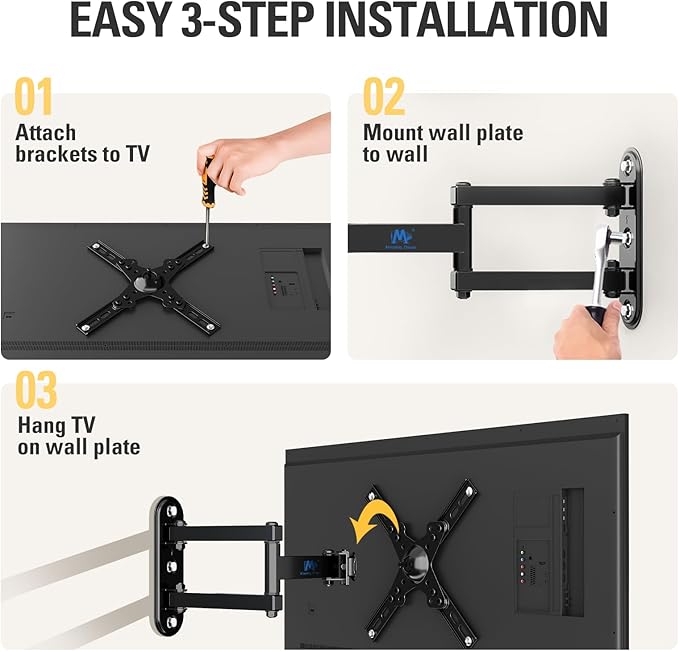 Mounting Dream Monitor Wall Mount for Most 17-39 Inch (Some up to 42 inch)，UL Listed TV Mount TV Bracket with Articulating Arms Tilt Swivel Extension Rotation, Up to VESA 200x200mm and 33 lbs, MD2462