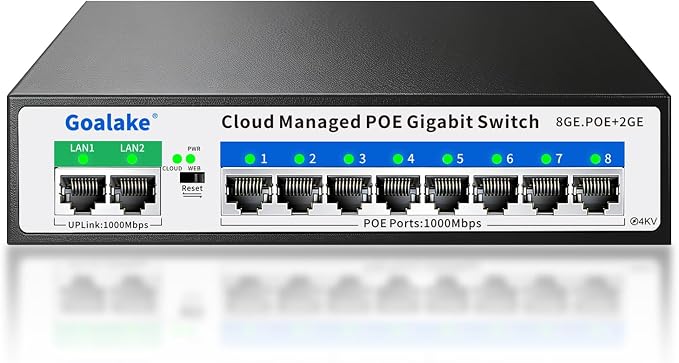 Goalake 8 Ports Gigabit PoE Switch by Goalake
