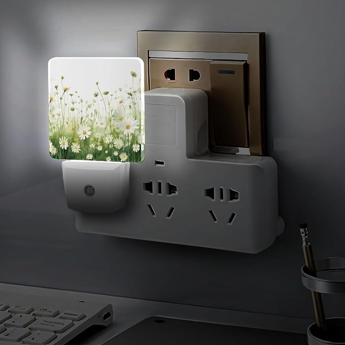YKJAHSD Flowers Night Light, Plug into Wall Decor Nightlights for Bedroom, Bathroom, Hallway, Kitchen, with Dusk to Dawn Light Auto Sensors LED Night Lights for Boys Girls Women Men Room Gifts