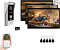 Video Doorbell Intercom System,10 Inches Touch Screen (Black) Video Doorbell Door Phone System,Support Remote Unlock, Dual-Way Intercom,Night Vision for Villa House Apartment (1-Camera + 3-Monitor)