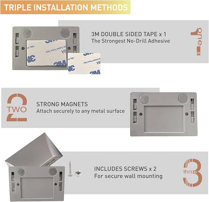 RADIXIUM Silver Motion Sensor Keyhole Light - Automatic on/Off Infrared LED, Suitable for Front Doors, corridors, Stairs in The Dark | 3-Way Installation （Magnetic Suction、Adhesive and Screw）