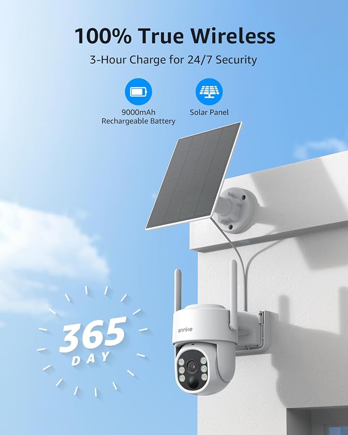ANNKE Solar Security Camera Wireless Outdoor, 2.5K Dome Camera - Image 2