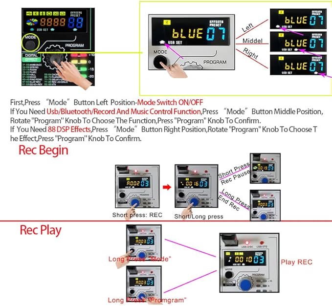 4 Channel Audio Mixer With Effects 88 Dsp Mixer Mixing Board Usb Interface Bluetooth Music Player + 48v Line Phantom Power Audio Mixer To Pc/Phone For Karaoke Record Livestream